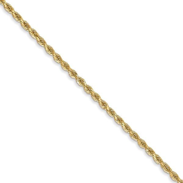 1.75mm, 14k Yellow Gold Solid Diamond Cut Rope Chain Necklace Hot on Sale