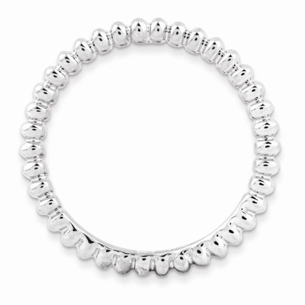 1.5mm Rhodium Plated Sterling Silver Stackable Beaded Band Fashion