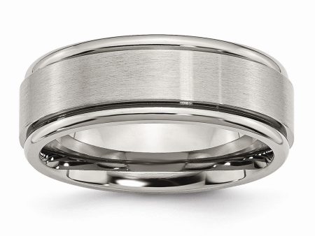 Titanium Ridged Edge 8mm Dual Finish Band Online