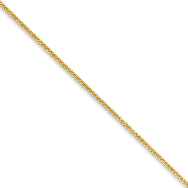 1mm 14k Yellow Gold Solid Wheat Chain Necklace For Sale