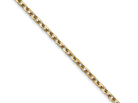 2.2mm, 14k Yellow Gold Diamond Cut Solid Cable Chain Necklace Fashion