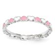 2.5mm Sterling Silver Stackable Pink & White Enamel Heart Band Online