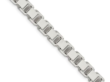 Men s 7mm, Sterling Silver, Solid Box Chain Necklace Online now