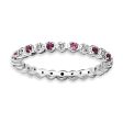 2.25mm Stackable Rhodolite Garnet & .04 Ctw HI I3 Diamond Silver Band For Cheap