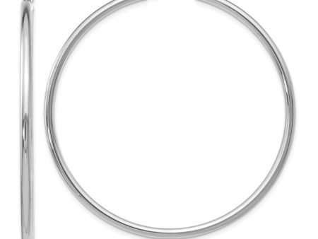 2mm Round Hoop Earrings in 14k White Gold, 51mm (2 Inch) For Cheap