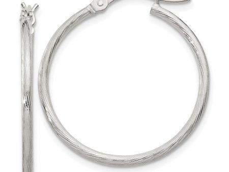 1.5mm, Sterling Silver Classic Textured Round Hoop Earrings, 25mm For Discount