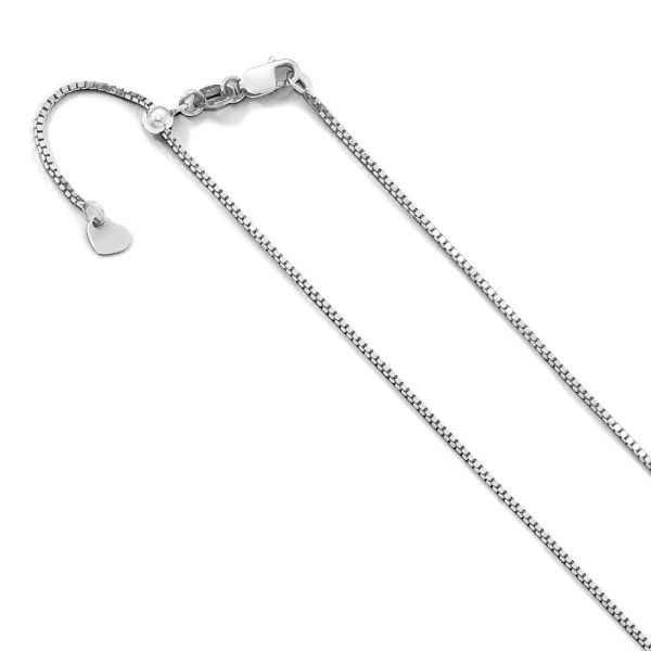 0.9mm 10k White Gold Adjustable Box Chain Necklace Fashion