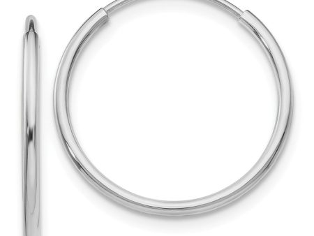 1.2mm x 19mm 14k White Gold Polished Endless Tube Hoop Earrings For Cheap