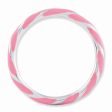 2.4mm Silver Twisted Pink Enameled Stackable Band Cheap