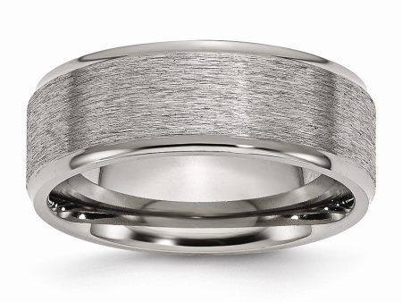 Titanium Ridged Edge 8mm Brushed Finish Comfort Fit Band Discount