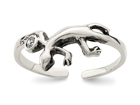 Lizard and Cubic Zirconia Toe Ring in Antiqued Sterling Silver Online now