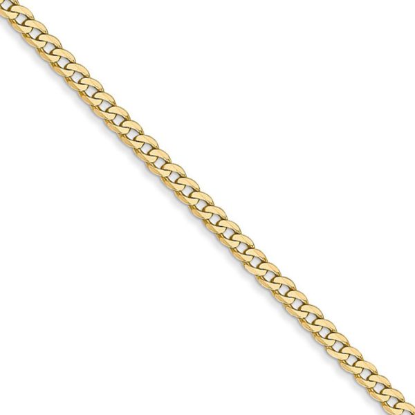 2.2mm, 14k Yellow Gold, Solid Beveled Curb Chain Necklace Online