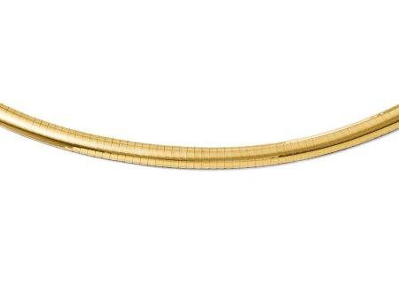 6mm 14k Yellow Gold Domed Omega Chain Necklace For Sale