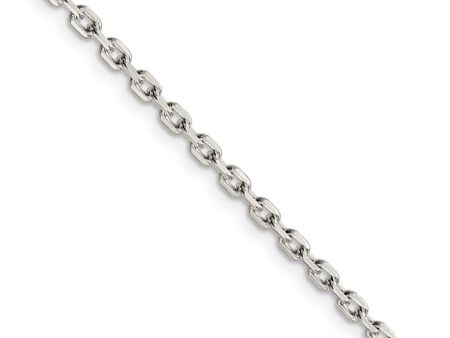 2.75mm Sterling Silver Solid Beveled Oval Cable Chain Necklace Supply