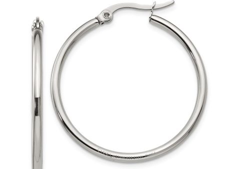 2mm Stainless Steel Classic Round Hoop Earrings - 32.5mm (1 1 4 Inch) Sale