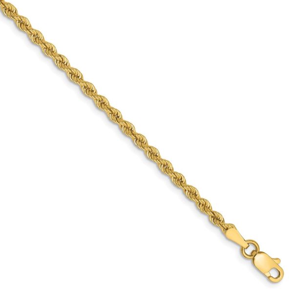 2.5mm, 14k Yellow Gold, Handmade Solid Rope Chain Anklet or Bracelet Online