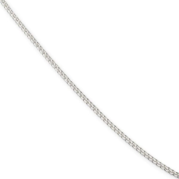 1.75mm Rhodium Plated Sterling Silver Solid Round Spiga Chain Necklace on Sale