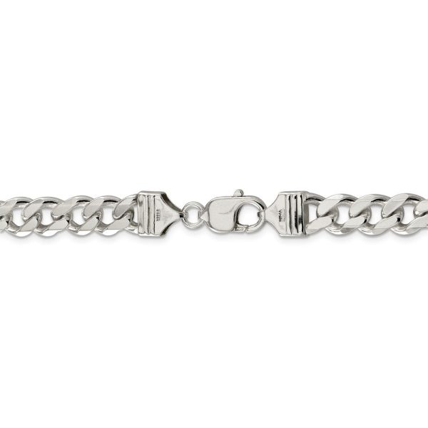 Men s 9mm, Sterling Silver Solid Flat Curb Chain Necklace Online