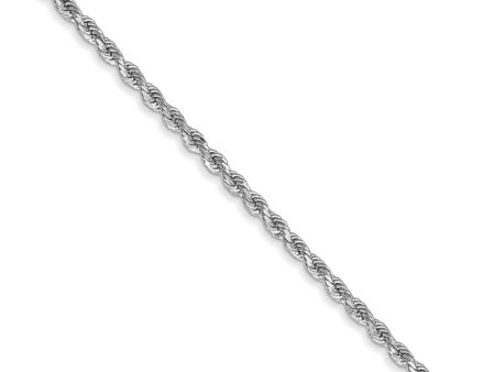 1.8mm, 14k White Gold, Diamond Cut Solid Rope Chain Necklace Online