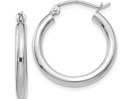 2.5mm x 20mm 14k White Gold Classic Round Hoop Earrings For Cheap