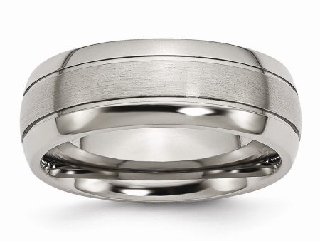 Titanium, 8mm Multi Finish and Grooved Comfort Fit Band Discount