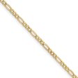 2.5mm 14k Yellow Gold Hollow Figaro Chain Necklace For Discount