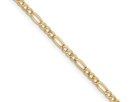 2.5mm 14k Yellow Gold Hollow Figaro Chain Necklace For Discount