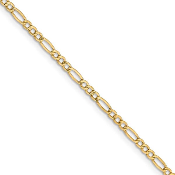 2.5mm 14k Yellow Gold Hollow Figaro Chain Necklace For Discount