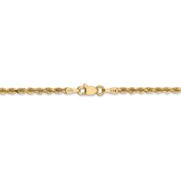 2.25mm, 14k Yellow Gold Diamond Cut Solid Rope Chain Necklace For Cheap