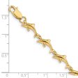 14k Yellow Gold Jumping Dolphin Bracelet - 7 Inch Supply