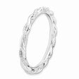 2.5mm Rhodium Plated Sterling Silver Stackable Twisted Band Online Hot Sale