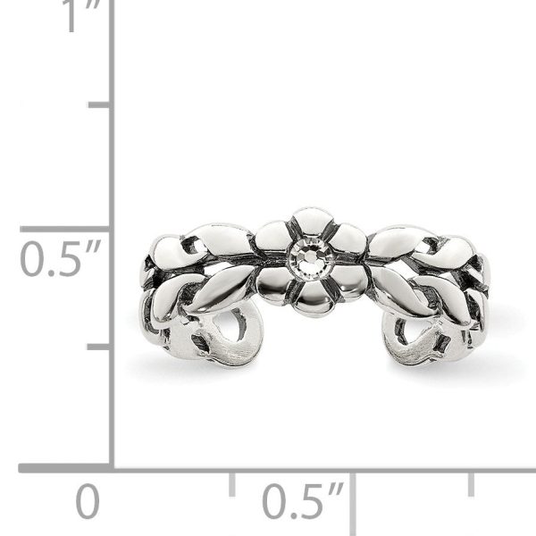 Antiqued Flower Toe Ring in Sterling Silver Sale