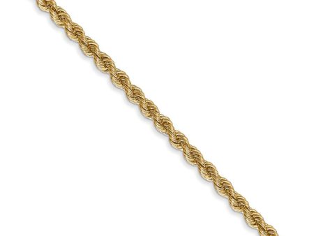 2.5mm, 14k Yellow Gold, Handmade Solid Rope Chain Necklace on Sale