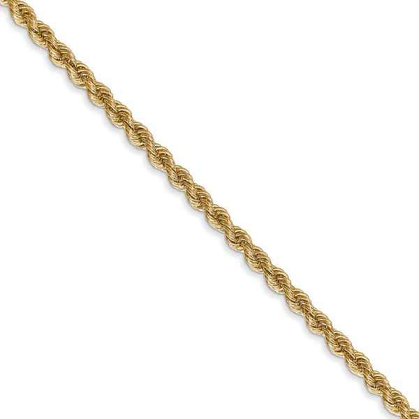 2.5mm, 14k Yellow Gold, Handmade Solid Rope Chain Necklace on Sale