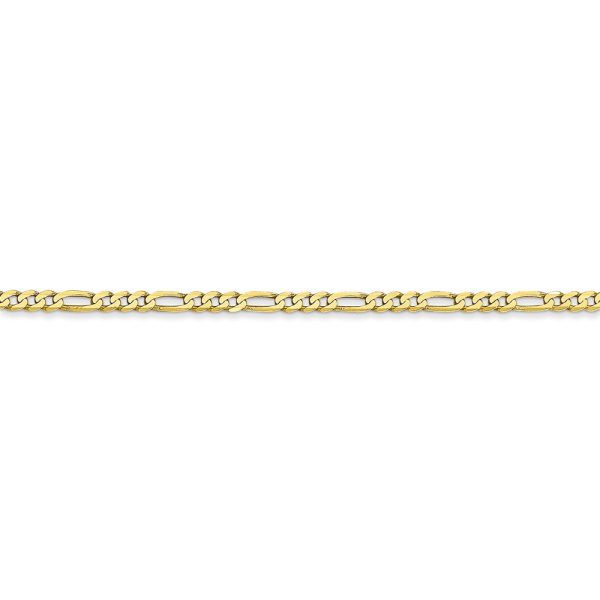 2.2mm, 10k Yellow Gold, Solid Concave Figaro Chain Bracelet Cheap