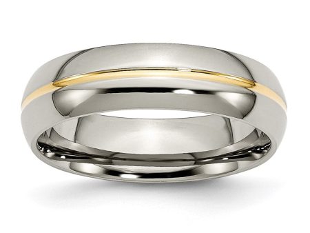 Titanium and Gold Tone, 6mm Grooved Unisex Comfort Fit Band on Sale