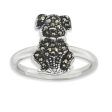 2.25mm Sterling Silver Stackable Marcasite Dog Ring Online now