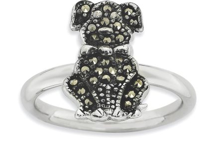 2.25mm Sterling Silver Stackable Marcasite Dog Ring Online now