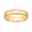 14k Yellow Gold Plate Sterling Silver Stackable Rope Edged 4.25mm Band on Sale