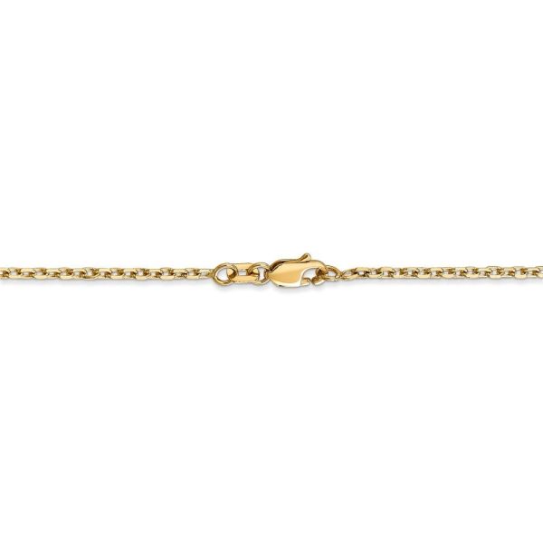 1.8mm, 14k Yellow Gold Diamond Cut Solid Cable Chain Necklace Cheap