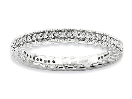 2.5mm Silver Stackable 1 3 Cttw HI I3 Diamond Scalloped Band Discount