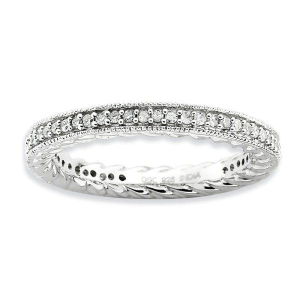 2.5mm Silver Stackable 1 3 Cttw HI I3 Diamond Scalloped Band Discount