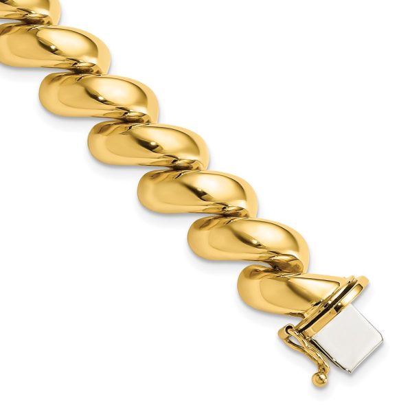 14k Yellow Gold 12mm Polished San Marco Chain Bracelet Online now