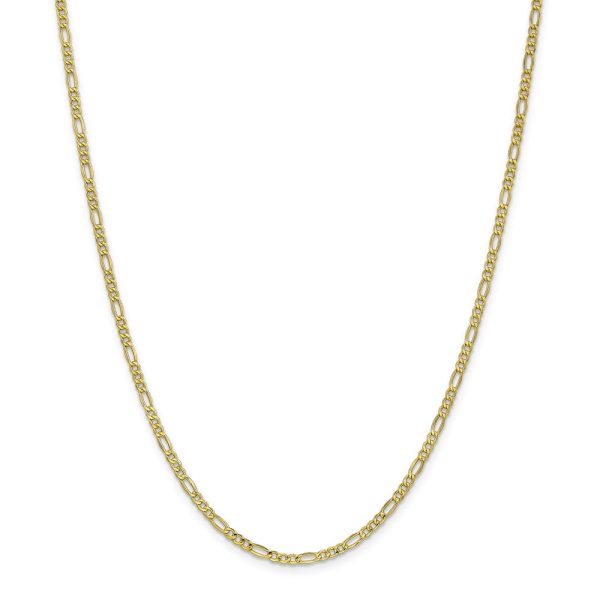 2.5mm 10k Yellow Gold Hollow Figaro Chain Necklace Fashion