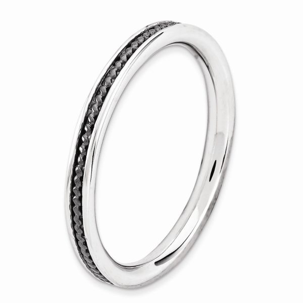 2.25mm Sterling Silver Stackable Black Ruthenium Plated Channeled Band Online now