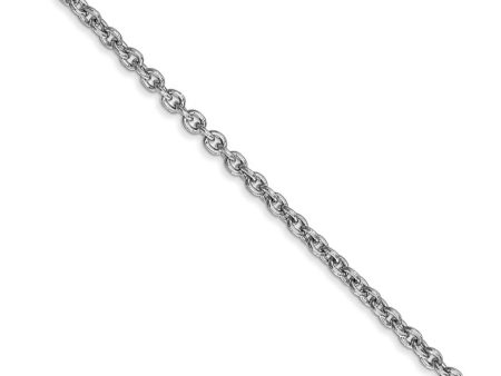 2.2mm, 14k White Gold, Solid Cable Chain Necklace Fashion