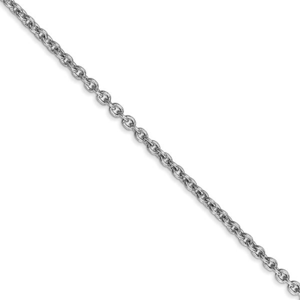 2.2mm, 14k White Gold, Solid Cable Chain Necklace Fashion