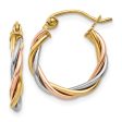 2.5mm, 14k Tri-Color Gold Twisted Hoops, 15mm (9 16 Inch) Sale