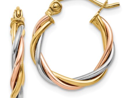 2.5mm, 14k Tri-Color Gold Twisted Hoops, 15mm (9 16 Inch) Sale