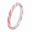 2.4mm Silver Twisted Pink Enameled Stackable Band Cheap